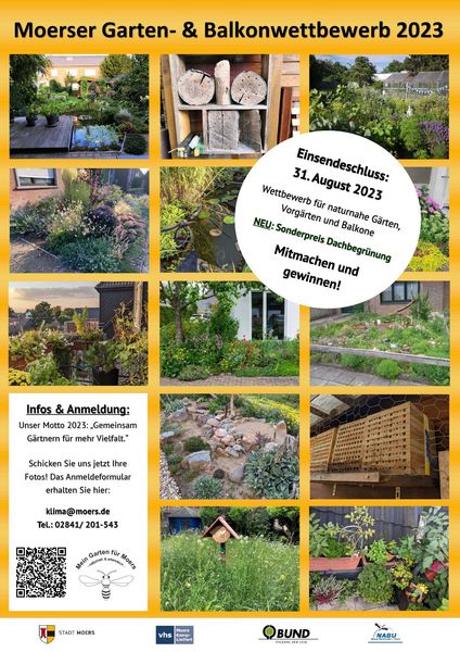 Werbeplakat für den Moerser Garten- und Balkonwettbewerb 2023