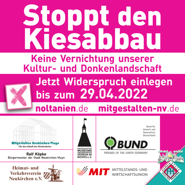 Banner Text Stoppt den Kiesabbau